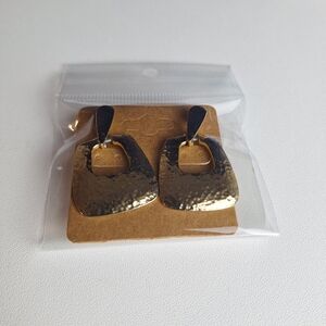 Vintage Goldtone Hammered Door Knocker Clip On Earrings